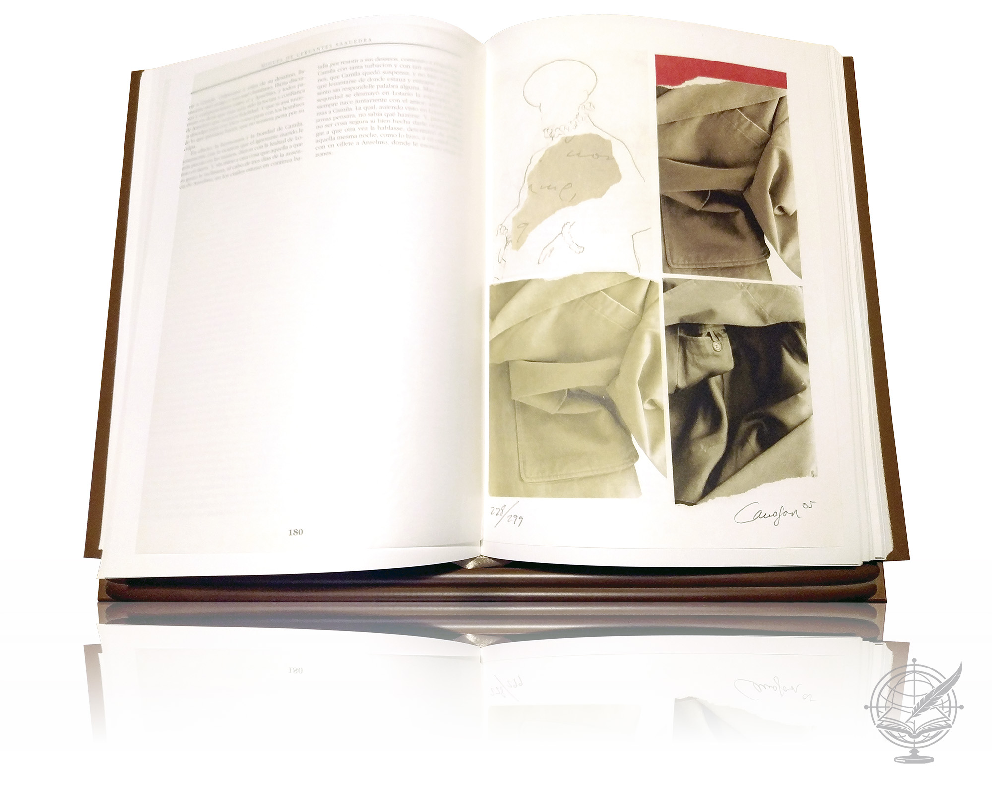 Open artist book of the Don Quixote y Canogar edition showing an inner double page. High-quality facsimile production and distribution by Incipit Manuscript.