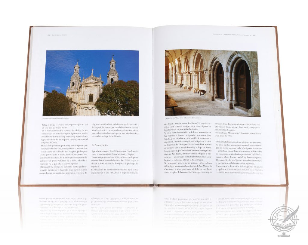 Open book of the art book Romanico de Valladolid edition, showing an inner double page. High-quality facsimile production and distribution by Incipit Manuscript.